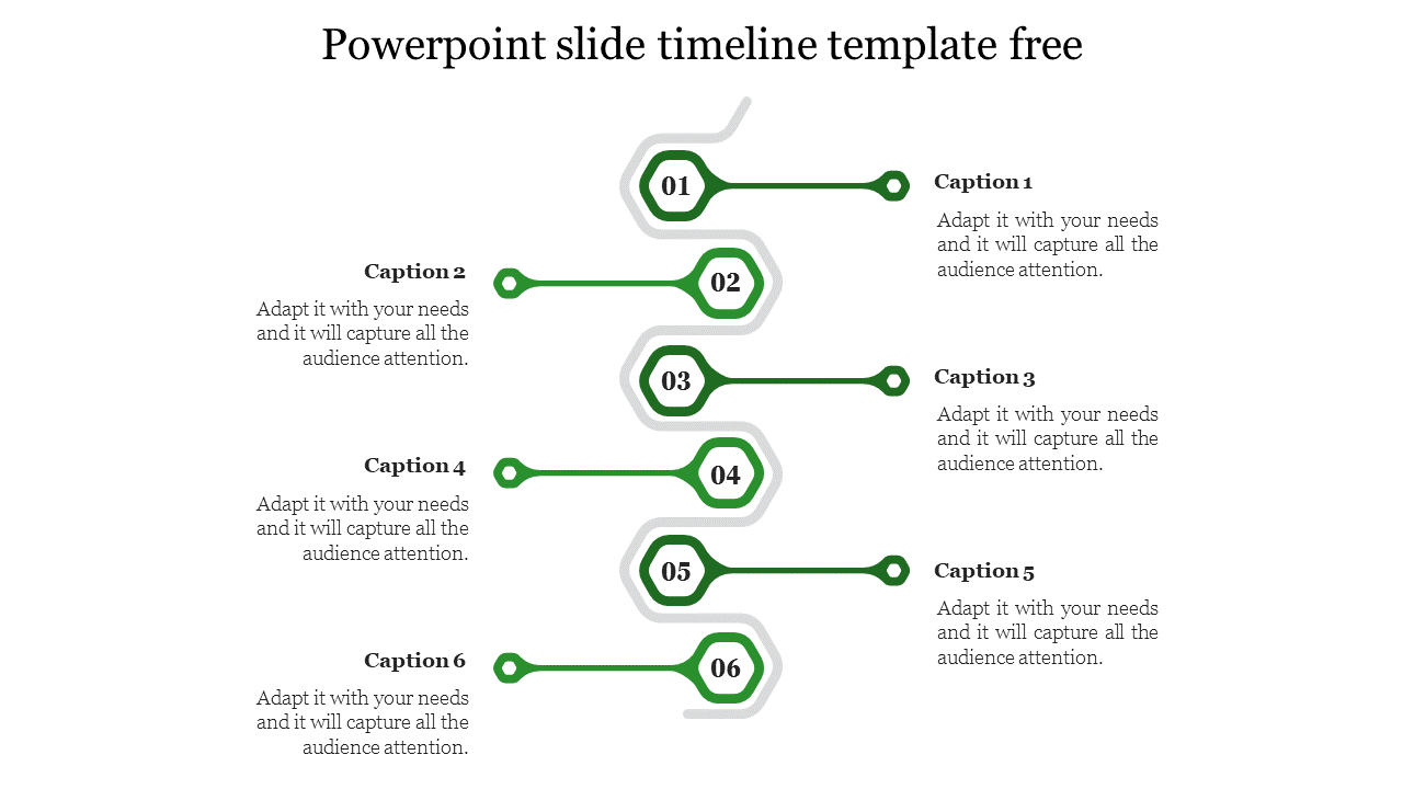 Free - Editable PowerPoint Slide Timeline Template Free -6 Node